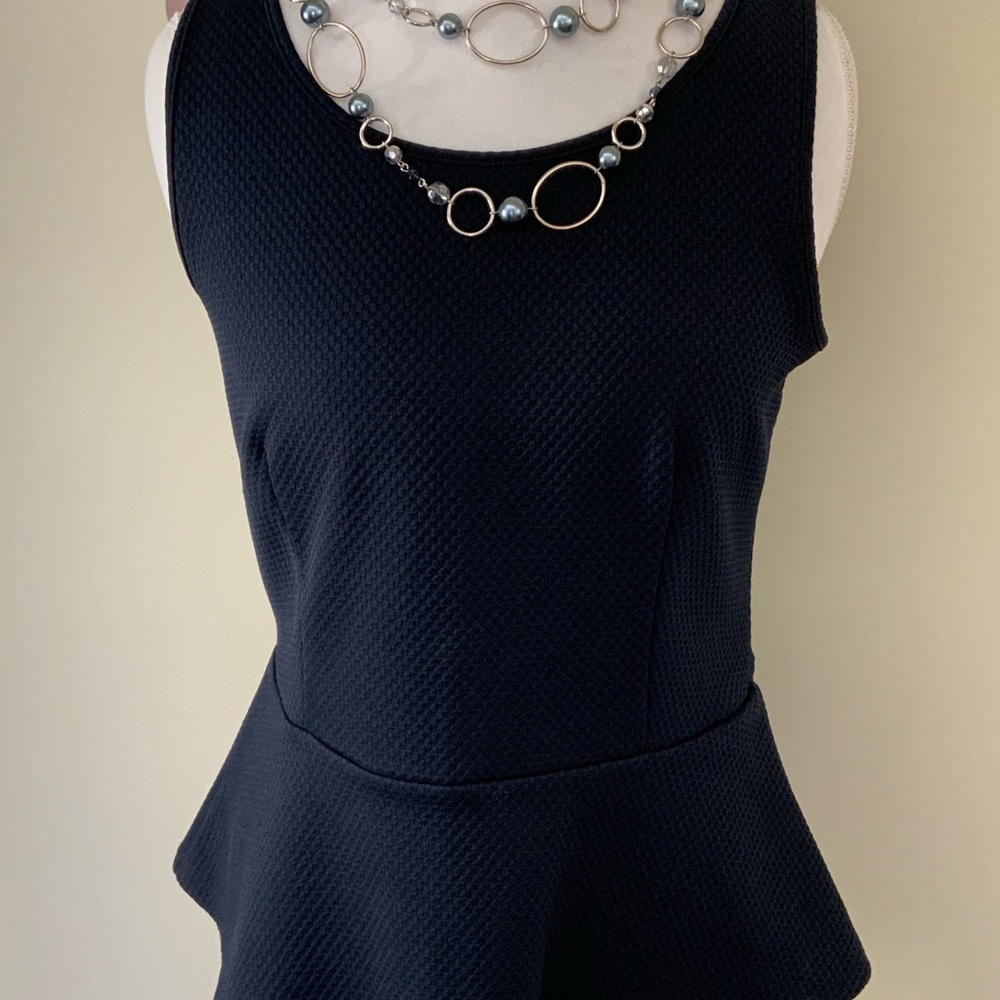 Navy Peplum Top M